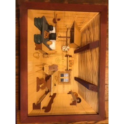 German 3D Wooden Shadow Box diorama kitchen handmade in Bauernstube lasiert new   132704934962
